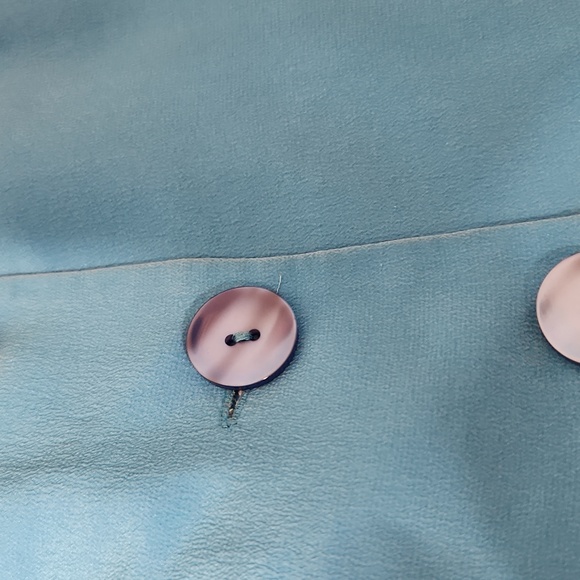 Silk tailored fitted vibrant blue button-down blazer casual or office Quality - Picture 8 of 8